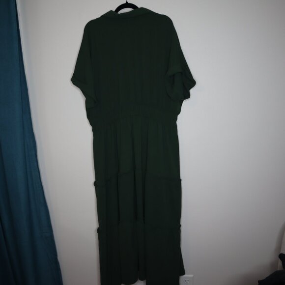 Melonie T Green Tiered Dress with Collar, 18W - Picture 4 of 5